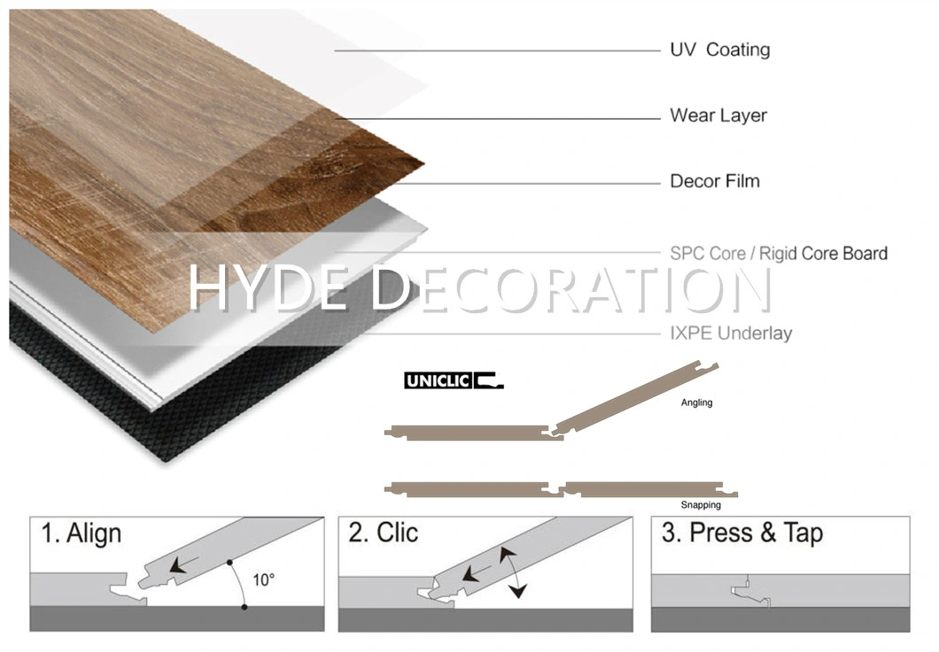 Indoor High Water-Resistant 4.2mm Interlocking Planks Vinly PVC Floor Timber Wood Veneer Spc Flooring